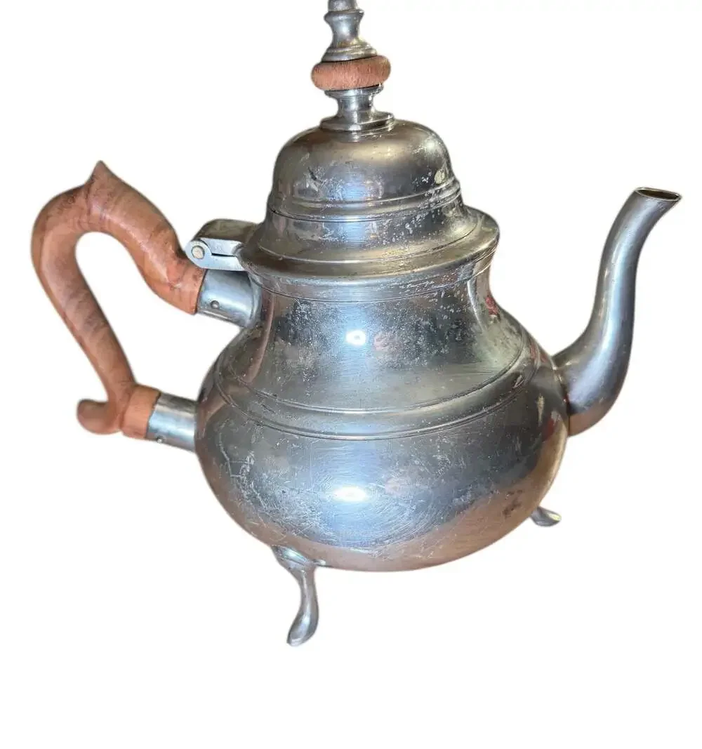 Wilton Armetale Pewter Coffee Tea Pot Wooden Handle Footed Vintage USA